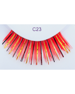Red with Gold & Black Eyelash C23