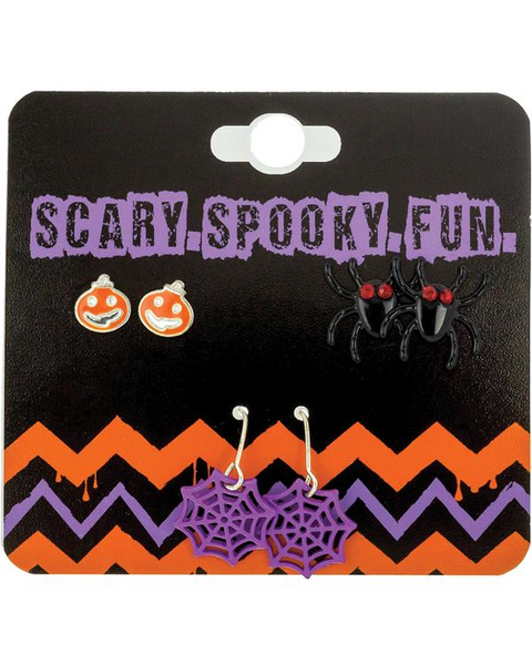 Earrings Spider Pumpkin Web