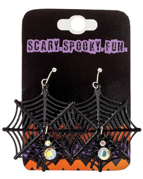 Earrings Spider Web Black